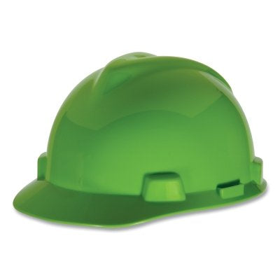MSA 815558 V-Gard Slotted Hard Hat Cap Staz-On Suspension Bright Lime Green