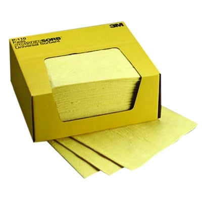 3M 7000001907 Chemical Sorbent Pads, Absorbs 4.25 gal, 13 7/8 in x 6 1/8 in