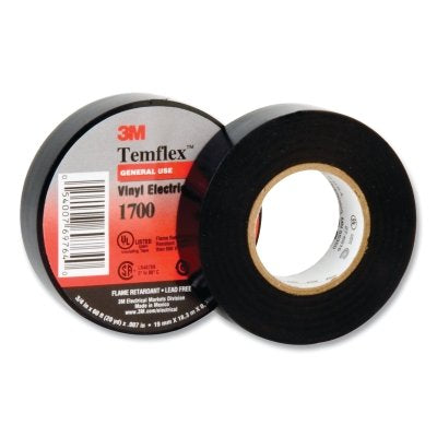 3M 7010399125 Temflex Vinyl Electrical Tape 1700, 2 in W, 36 yd L, Black