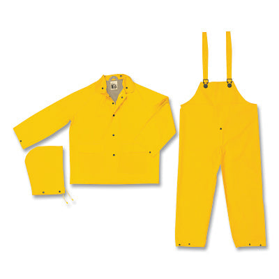 MCR Safety 1003X5 Stowaway Rain 3-Piece Suit 0.25 mm 2-ply PVC Yellow Ex-Large