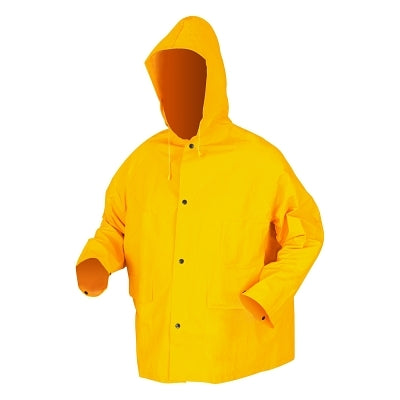 MCR Safety 200JHXL 200JH Classic Series Yellow Rain Jacket with Attached Hood 0.35 mm PVC/Polyester X-Large