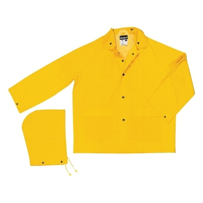 MCR Safety 200JM 200J Classic Series Yellow Rain Jacket with Detachable Hood 0.35 mm PVC/Polyester Medium