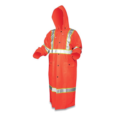 MCR Safety 201CL3X3 201CL3 Luminator Hi Vis Raincoat 0.35 mm PVC/Poly Fluorescent Orange 3X-Large