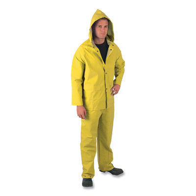 MCR Safety 2403S 2404 Classic Plus Series 3-Piece Rain Suit 0.35 mm PVC/Poly Yellow Small