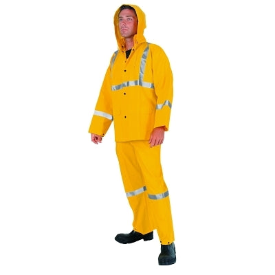 MCR Safety 2403RX3 Three-Piece Rain Suit Jacket/Hood/Overalls 0.35 mm PVC/Poly Yellow 3X-Large