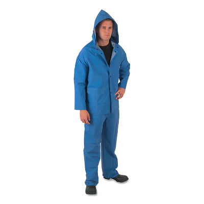MCR Safety 2433XL 2434 Classic Plus Series 3-Piece Rain Suit 0.35 mm PVC/Poly Blue X-Large