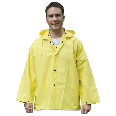 MCR Safety 300JXL 300J Wizard Series Yellow LF Rain Jacket with Detachable Hood 0.28 mm Nylon Scrim/PVC X-Large