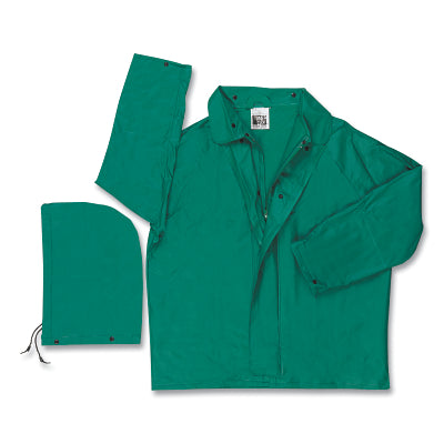 MCR Safety 388JX3 388J Dominator Detachable Hood Rain Jacket 0.42 mm PVC/Hi-tensile Poly/PVC Green 3X-Large
