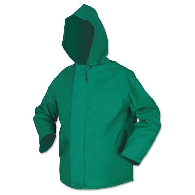 MCR Safety 388JHL 388JH Dominator Hooded Rain Jacket 0.42 mm PVC/Hi-tensile Poly/PVC Green Large
