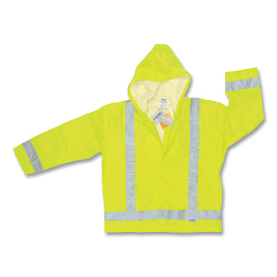 MCR Safety 500RJHL 500RJH Luminator Series Rain Jacket, 0.16 mm, PU/Poly, Fluorescent Lime, Large