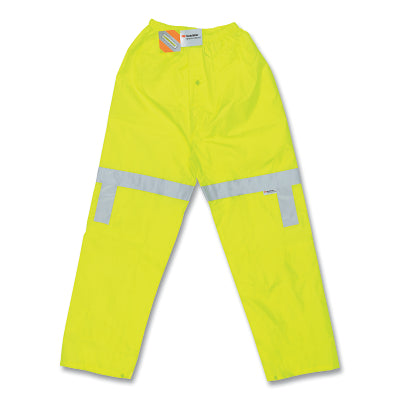 MCR Safety 500RPWL 500RPW Luminator Series Elastic Waist Rain Pants 0.16 mm PU/Poly Fluorescent Lime Large