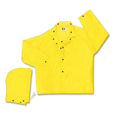 MCR Safety 550JX3 550J Navigator Series Rain Jacket 0.22 mm PU/Nylon Yellow 3X-Large
