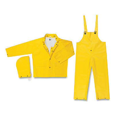 MCR Safety 6003M 6004 Commodore 3 Piece Rain Suit 0.40 mm PVC/Non-Woven Poly/Nylon Yellow Medium