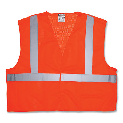 MCR Safety CL2MOX2 CL2MO Luminator Class 2 Tear-away Safety Vest 2x-Large Fluorescent Orange