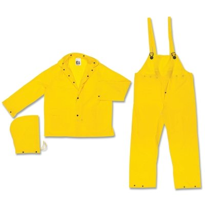 MCR Safety O703L Squall 3 Piece Lightweight Rain Suit 0.20 mm PVC Yellow Large