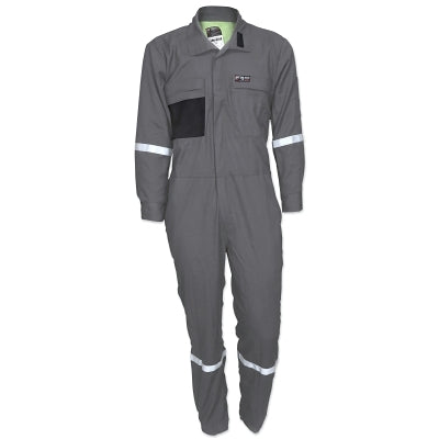 MCR Safety SBC101158 Summit Breeze Flame Resistant Coverall, Gray, Size 58
