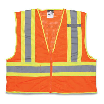MCR Safety WCCL2OX4 WCCL2O Luminator Class 2 Safety Vest 4X-Large Fluorescent Orange