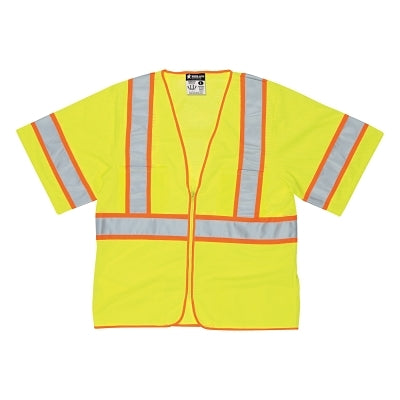 MCR Safety WCCL3LX4 WCCL3L Luminator Class 3 Safety Vest, 4X-Large, Fluorescent Lime