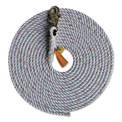 3M DBI-SALA 1202754 Rope Lifeline with Snap Hooks, 30 ft, Self-Locking Snap Hook, 310 lb
