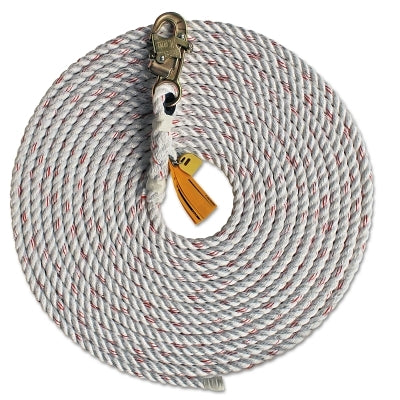 3M DBI-SALA 1202794 Rope Lifeline with Snap Hooks, 310 lb Capacity, 50 ft, Polyester/Polypropylene Blend