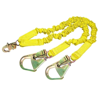 3M DBI-SALA 1244412 ShockWave2 Shock Absorbing Lanyard, 6 ft, Twin Leg, Snap and Rebar Hooks