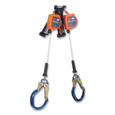 3M DBI-SALA 3500277 Nano-Lok Edge Self-Retracting Lifeline, 8 ft, Rebar Snap Lock Hook, 420 lb, 2 Legs, Galvanized Cable
