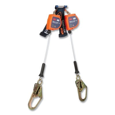 3M DBI-SALA 3500278 Nano-Lok Edge Self-Retracting Lifeline, 7.3 ft, Rebar Snap Hook, 420 lb, 2 Legs, Galvanized Cable