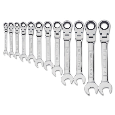 DeWalt DWMT19231 12 Piece Flex Head Ratcheting Wrench Set, SAE, 5/16 in to 1 in