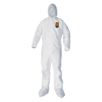 KleenGuard 44325 A40 Liquid & Particle Protection Coverall, White, 2X-Large, Hood, Zipper Front, Elastic Wrists/Ankles