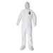 KleenGuard 44325 A40 Liquid & Particle Protection Coverall, White, 2X-Large, Hood, Zipper Front, Elastic Wrists/Ankles
