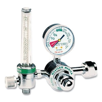 Western Enterprises M154015FM M1 Series Flowmeter Regulator, Oxygen, 1/2  to 15 LPM, 3000 psi Inlet, CGA 540 Nut and Nipple, DISS 1240 Outlet