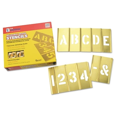 C.H. Hanson 10074 Brass Stencil Letter & Number Sets, Brass, 4 in