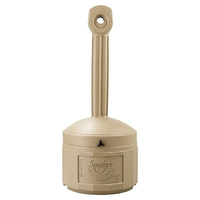 Justrite 26800B Smokers Cease-Fire Cigarette Butt Receptacles, 16 qt, Polyethylene, Adobe Beige