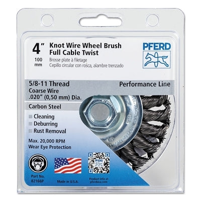 Advance Brush 82166P Full Cable Twist Knot Wheel  4 in D  .02 in Carbon Steel Wire  20 000 rpm