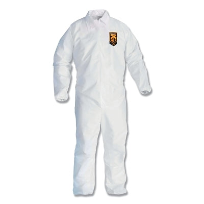 KleenGuard 49106 A20 Breathable Particle Protection Coverall, White, 3X-Large, Zipper Front, Elastic Wrists/Ankles