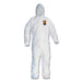 KleenGuard 49116 A20 Breathable Particle Protection Coverall, White, 3X-Large, Zipper Front, Elastic Back/Wrists/Ankles & Hood