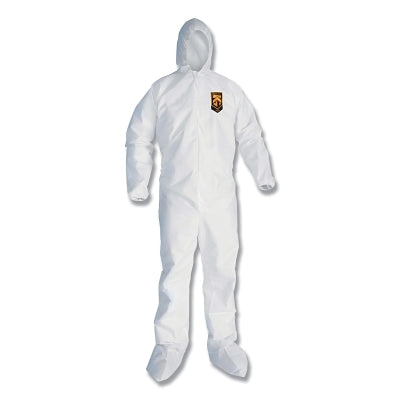 KleenGuard 49124 A20 Breathable Particle Protection Coverall, White, X-Large, Zipper Front, Elastic Back/Wrists/Ankles, Hood & Boots