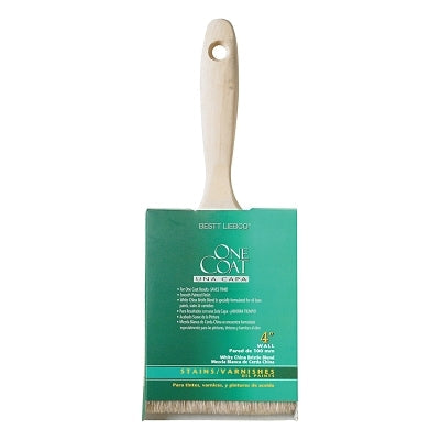 Bestt Liebco 996840400 One Coat Trim/Wall White China Brush, 7/8 in Thick, 4 in W, Beavertail Style/Sanded Wood Handle