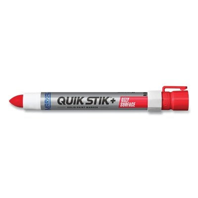 Markal 28882 Quik Stik+ Oily Surface Solid Paint Marker, 1/2 in Dia. x 6 in L, Red