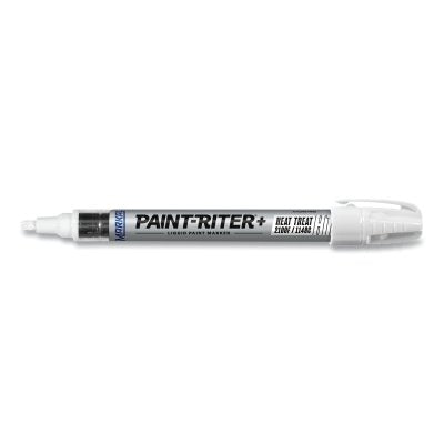 Markal 97301 Paint-Riter+ Heat Treat Liquid Paint Marker, 1/8 in Bullet Tip, White
