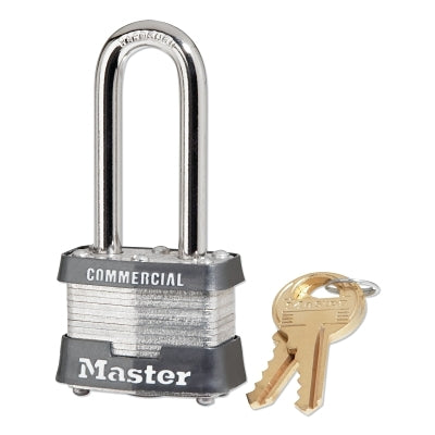 Master Lock 3KALH-0536 No. 3 Laminated Steel Padlock, 9/32 in Dia., 5/8 in W x 2 in H Shackle, Silver/Gray, Keyed Alike, Key 0536