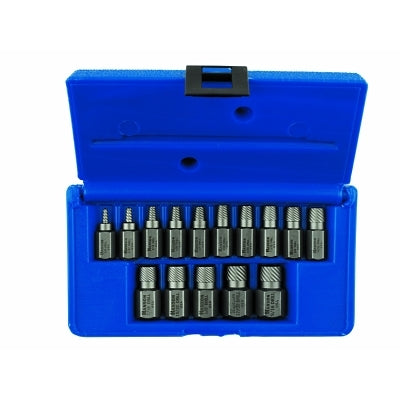 Irwin Hanson 53228 Hex Head Multi-Spline Screw Extractors - 532 Series - Plastic Case Set, 15 Pc, 1/8 in to 9/16 in