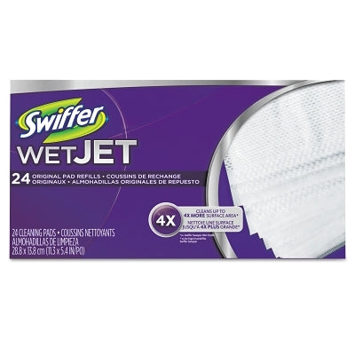 Swiffer 8443 WetJet System Refill Cloth, 11.3 in x 5.4 in, White, 24/Box