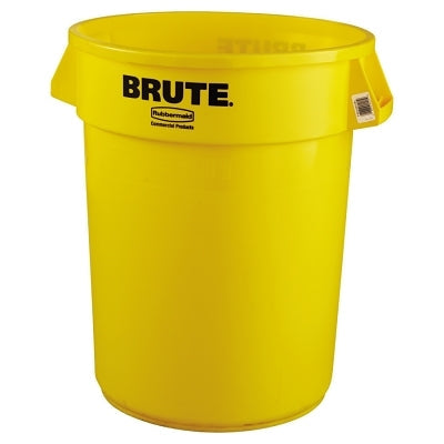 Rubbermaid Commercial FG263200YEL BRUTE Round Container without Lid, 32 gal, Heavy-Duty Plastic, Yellow