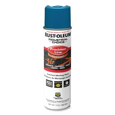 Rust-Oleum 203022V Industrial Choice M1600 Precision Line Marking Paint, 17 oz, APWA Caution Blue, Solvent-Based