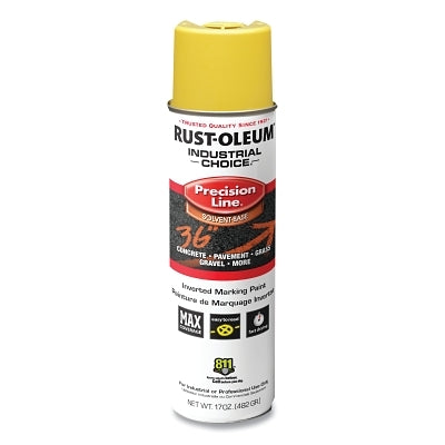 Rust-Oleum 203025V Industrial Choice M1600 Precision Line Marking Paint, 17 oz, Hi-Vis Yellow, Solvent-Based