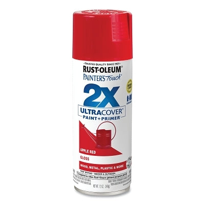 Rust-Oleum 334024 Painter's Touch 2X Ultra Cover Spray Paint + Primer, 12 oz, Gloss Apple Red