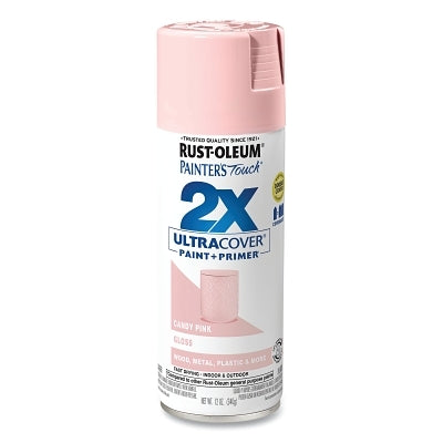 Rust-Oleum 334028 Painter's Touch 2X Ultra Cover Spray Paint + Primer, 12 oz, Gloss Candy Pink