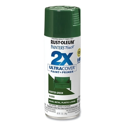 Rust-Oleum 334034 Painter's Touch 2X Ultra Cover Spray Paint + Primer, 12 oz, Gloss Hunter Green
