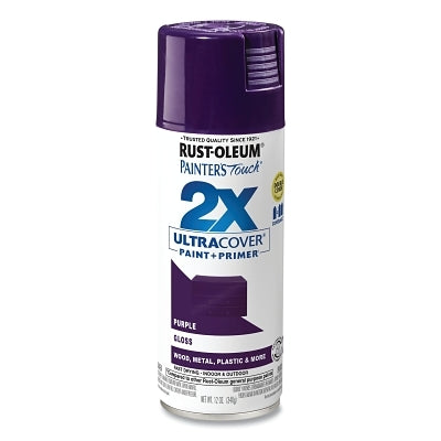 Rust-Oleum 334042 Painter's Touch 2X Ultra Cover Spray Paint + Primer, 12 oz, Gloss Purple